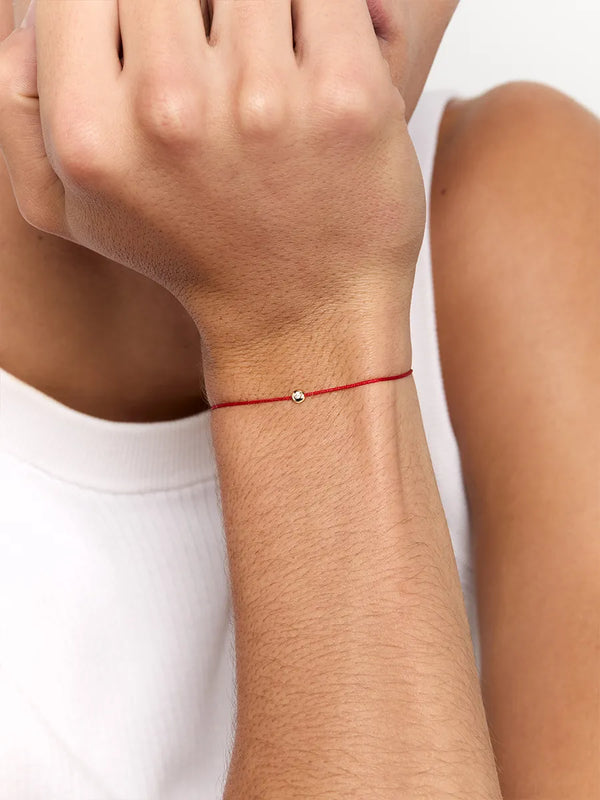 14kt Diamond Dot on Red Nylon Bracelet - MenMATEO Jewelry New York