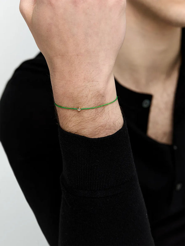 14kt Diamond Dot on Green Nylon Bracelet - MenMATEO Jewelry New York