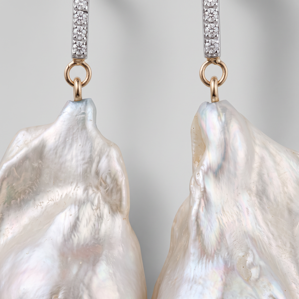 Diamond Baroque Pearl Earrings
