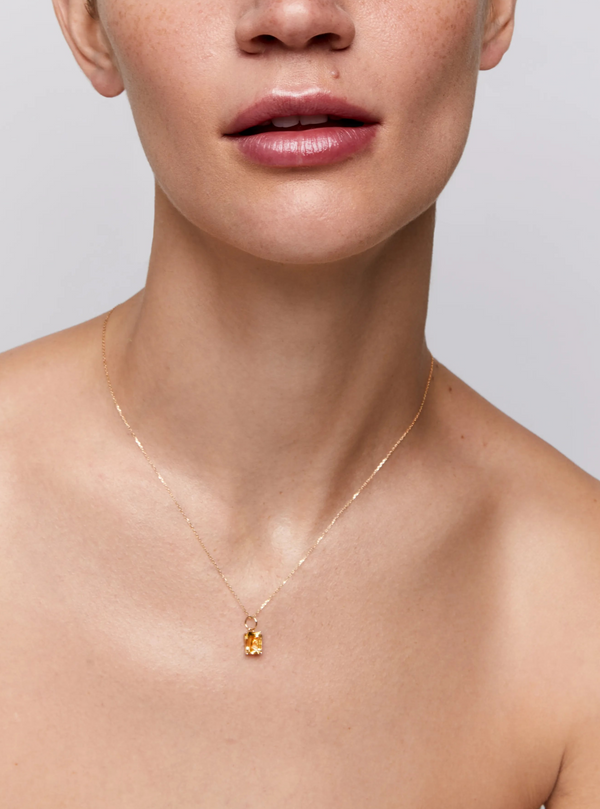 Colar Citrino com Corte Esmeralda 14kt