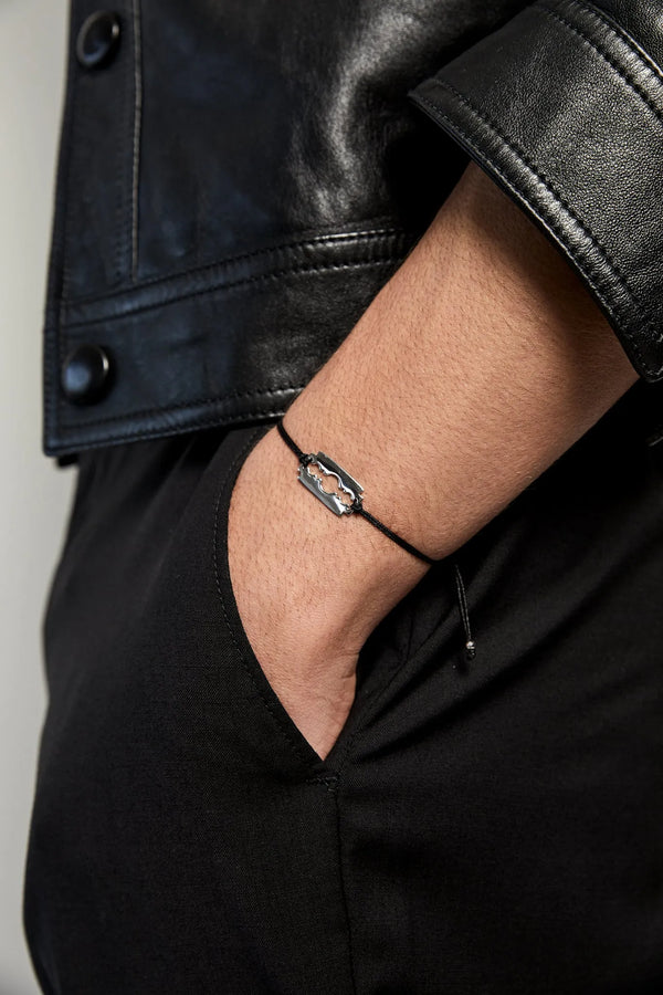 Razor Blade on Black Nylon BraceletMATEO Jewelry New York