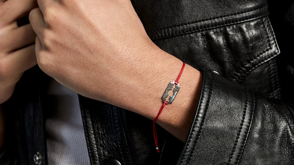 Razor Blade on Red Nylon Bracelet