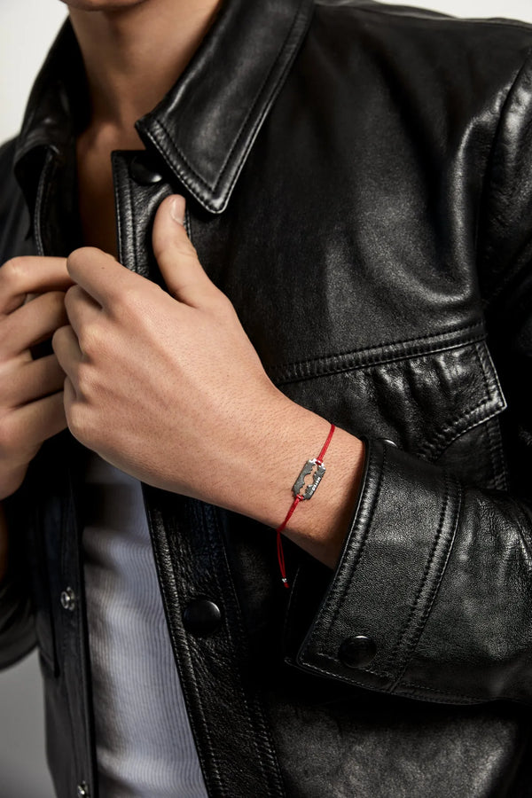 Razor Blade on Red Nylon BraceletMATEO Jewelry New York