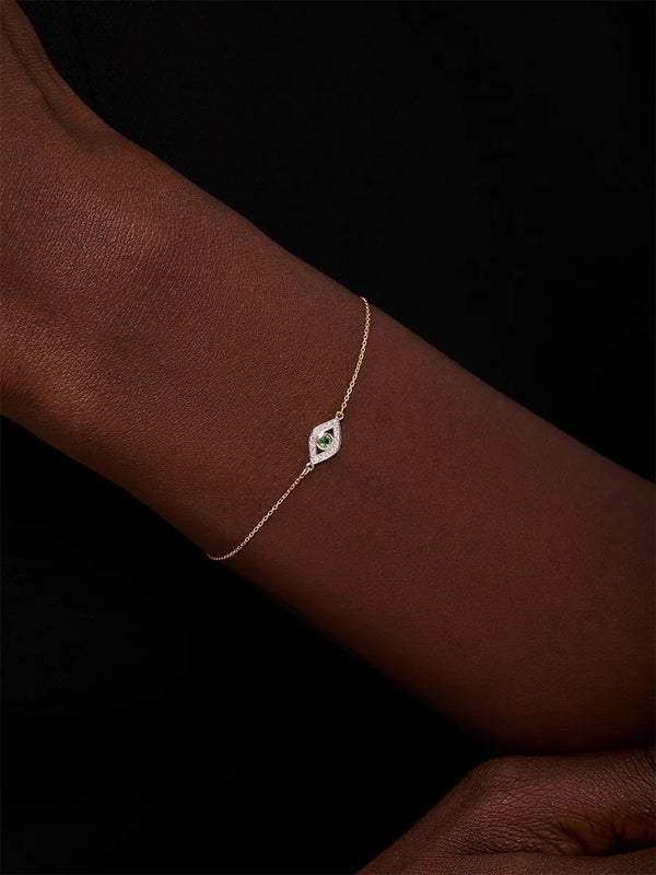 14kt Emerald Evil Eye Chain BraceletMATEO Jewelry New York