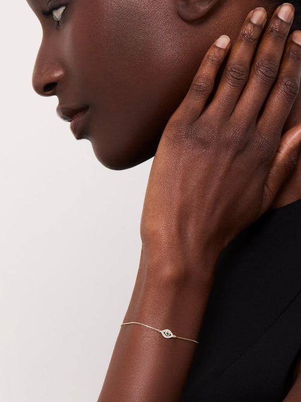 14kt Emerald Evil Eye Chain BraceletMATEO Jewelry New York