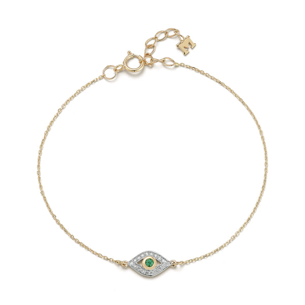 Emerald Evil Eye Chain Bracelet