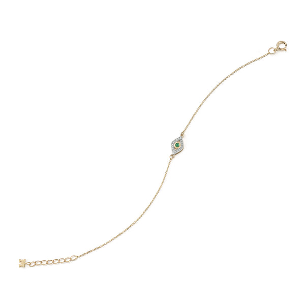 Emerald Evil Eye Chain Bracelet