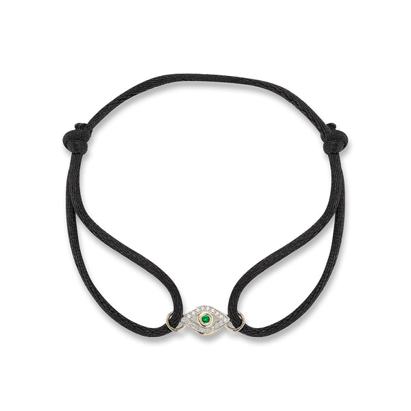 Emerald Evil Eye Black Bracelet
