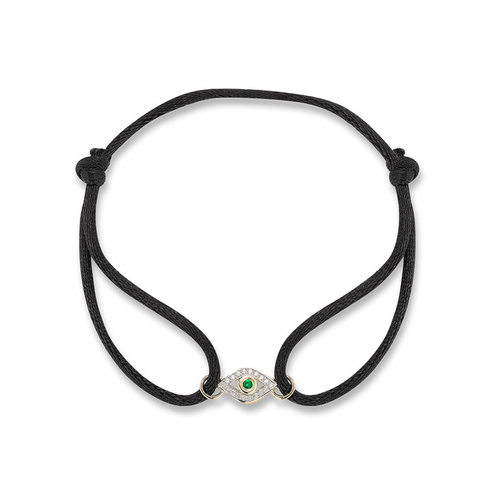 Emerald Evil Eye Black Bracelet