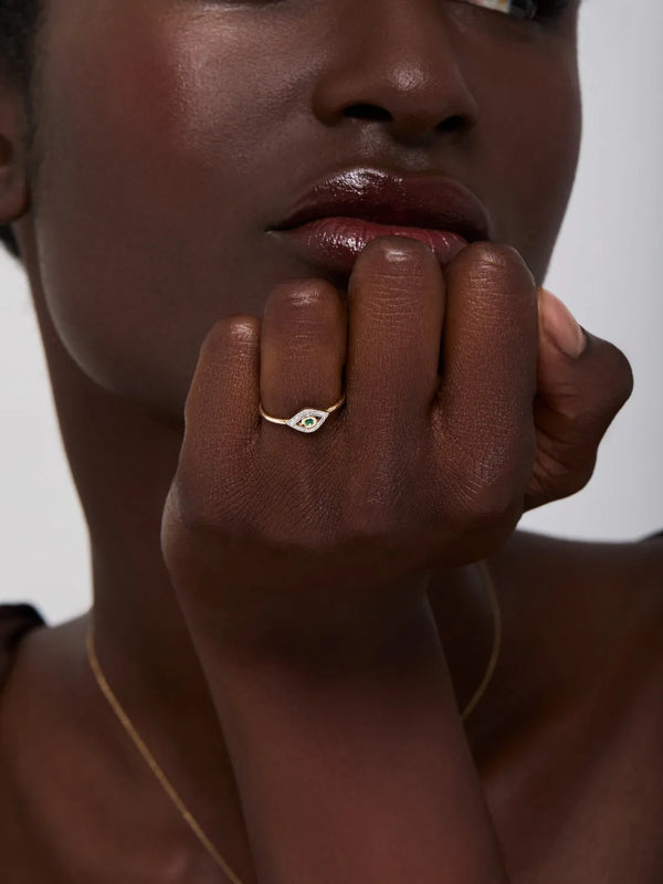 14kt Emerald Evil Eye RingMATEO Jewelry New York