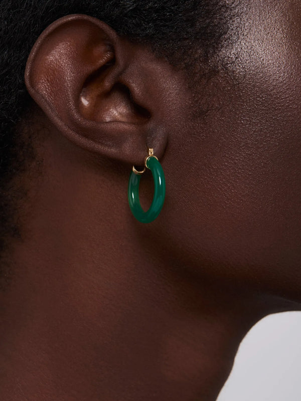 14kt Green Chalcedony HoopsMATEO Jewelry New York