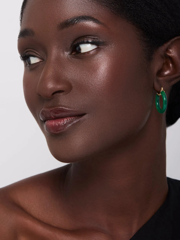 14kt Green Chalcedony HoopsMATEO Jewelry New York