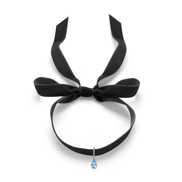 14kt Blue Topaz and Diamond Velvet ChokerMATEO Jewelry New York