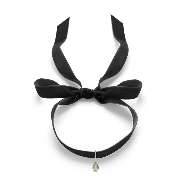 14kt Green Amethyst and Diamond Velvet ChokerMATEO Jewelry New York