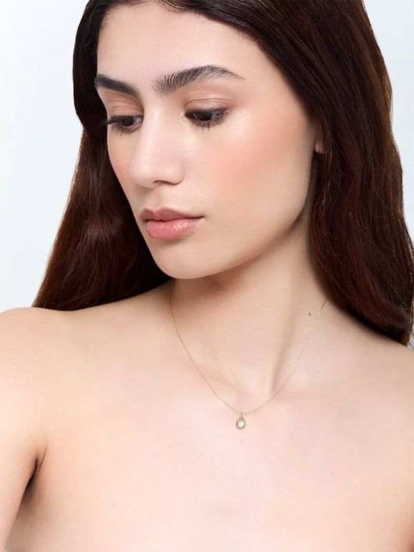14kt Green Amethyst Bezel Pear Drop NecklaceMATEO Jewelry New York