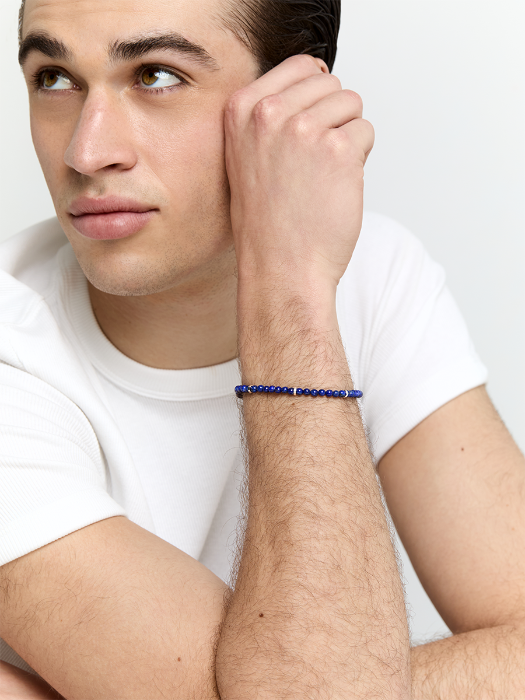 Hex Nut Lapis Bead Bracelet