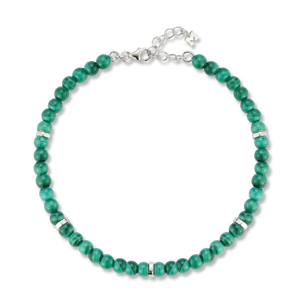 Hex Nut Malachite Bead Bracelet