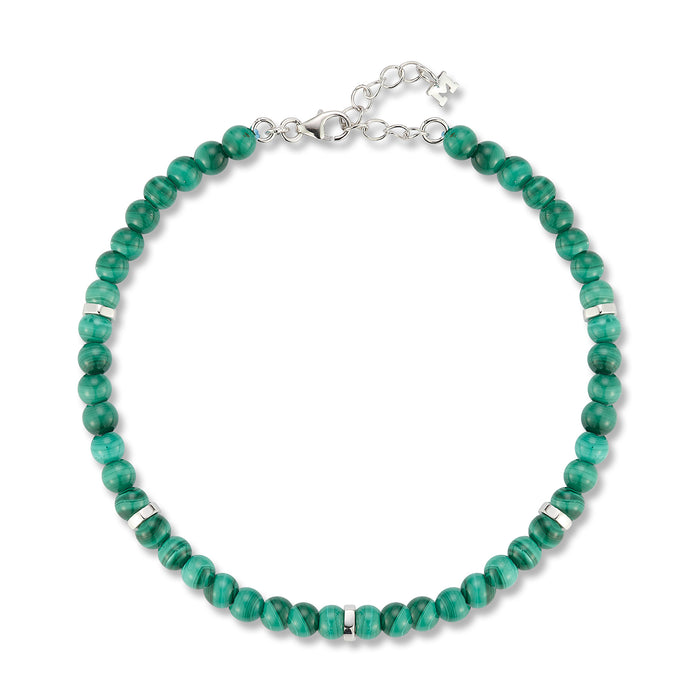 Hex Nut Malachite Bead Bracelet