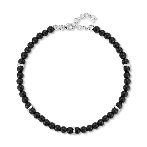 Hex Nut Onyx Bead Bracelet