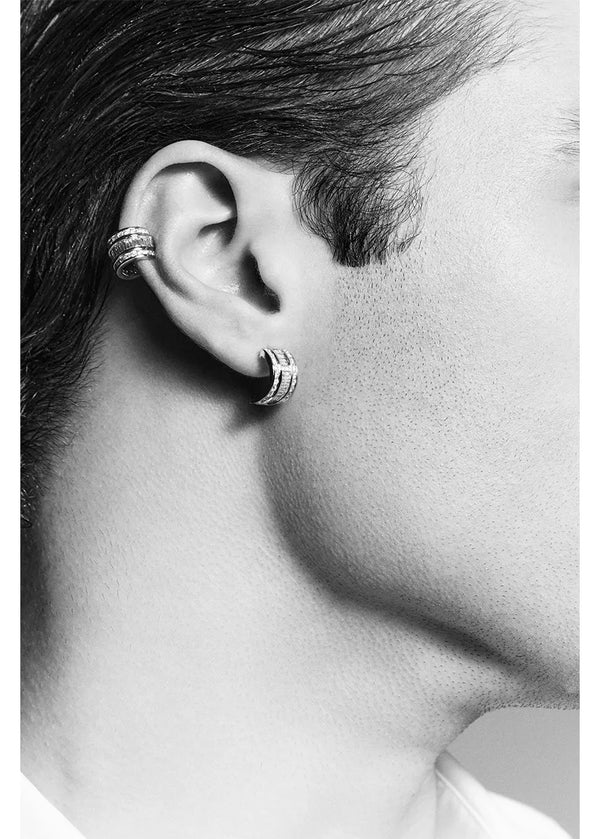 Platinum and Diamond Baguette Half Hoop EarringsMATEO Jewelry New York