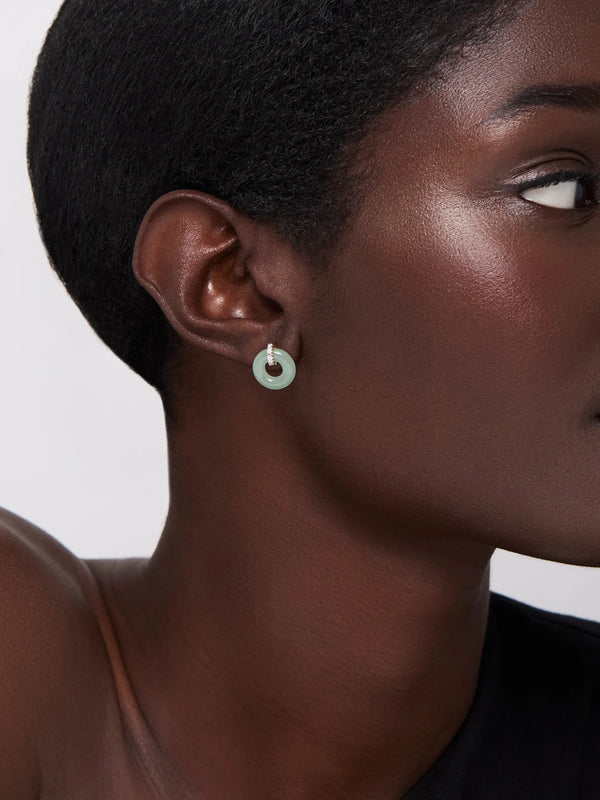 14kt Jade Donut and Diamond Door Knocker EarringsMATEO Jewelry New York