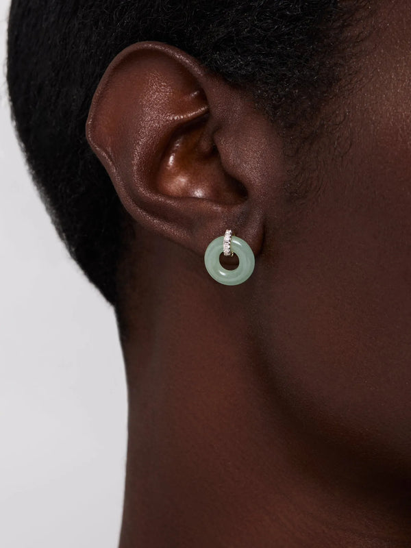 14kt Jade Donut and Diamond Door Knocker EarringsMATEO Jewelry New York