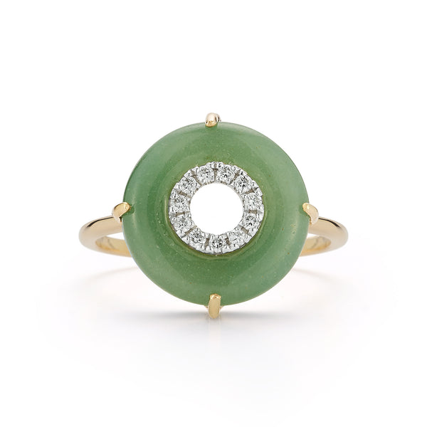 14kt Jade and Diamond Donut Ring