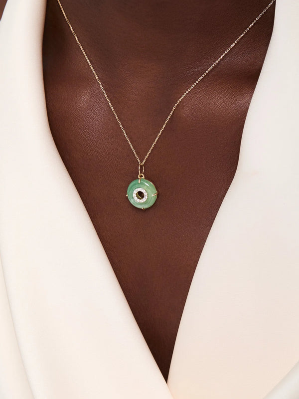 14kt Jade Donut Diamond Inner Circle NecklaceMATEO Jewelry New York