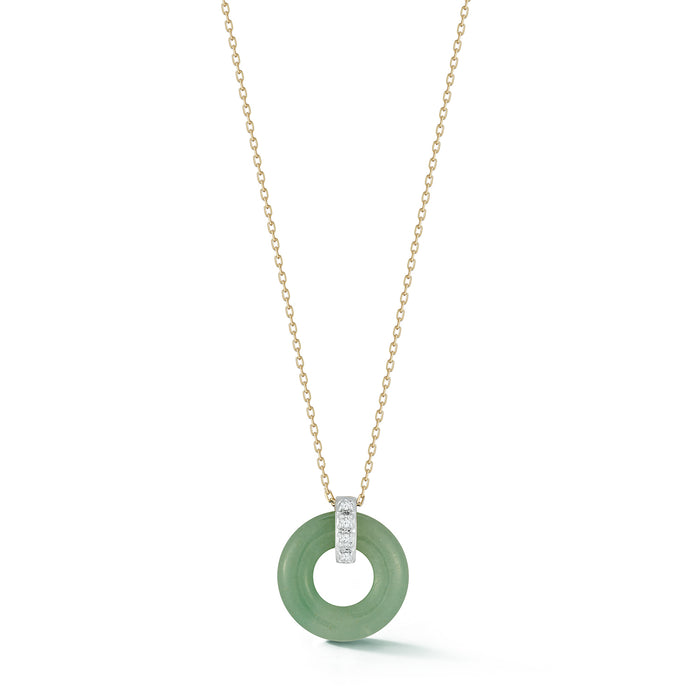 Jade Donut and Diamond Door Knocker Necklace