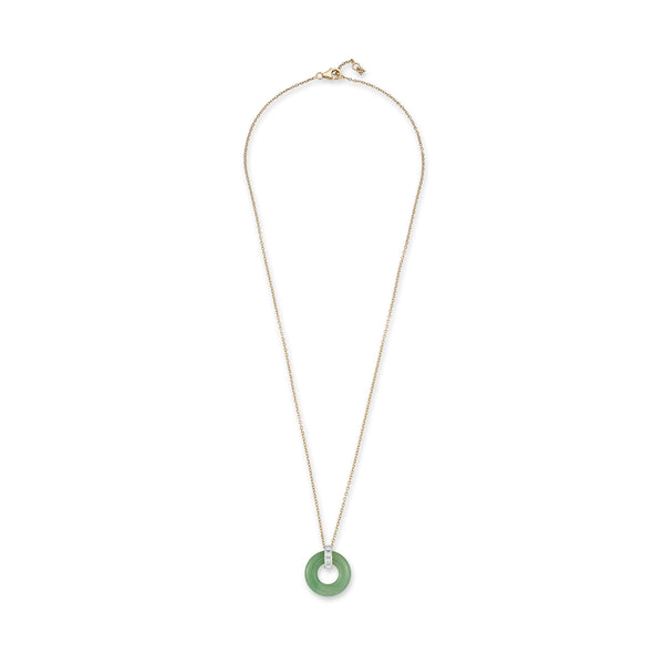 14kt Jade Donut and Diamond Door Knocker Necklace