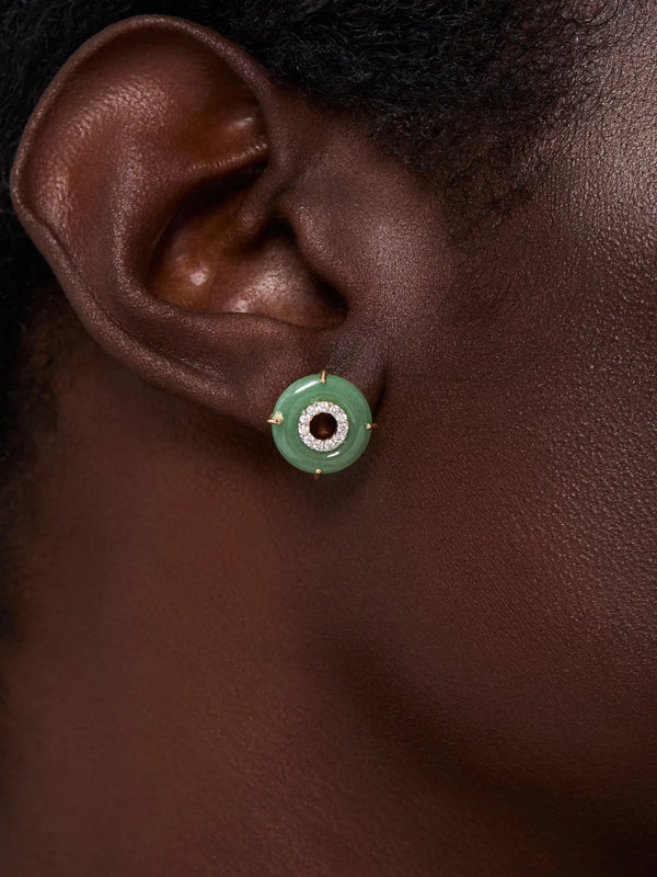 14kt Jade Donut Diamond Inner Circle StudsMATEO Jewelry New York