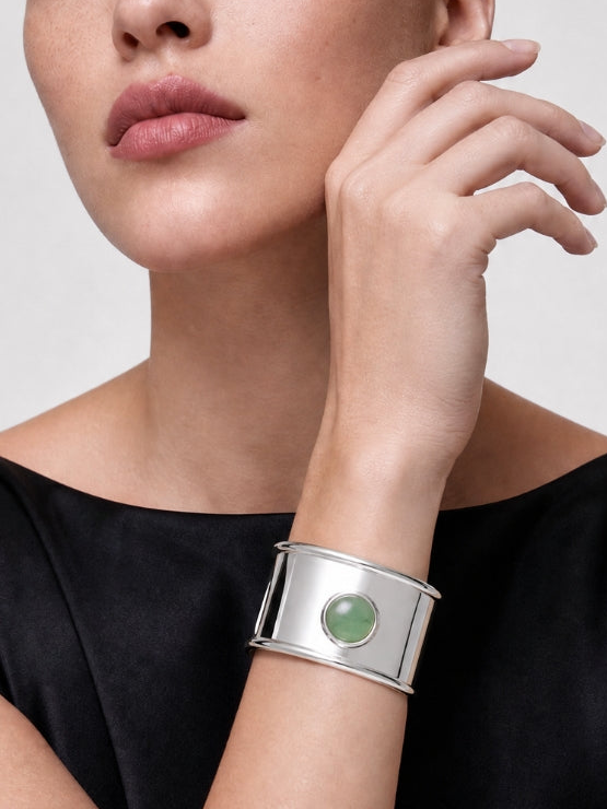 Off Centered Jade Cuff
