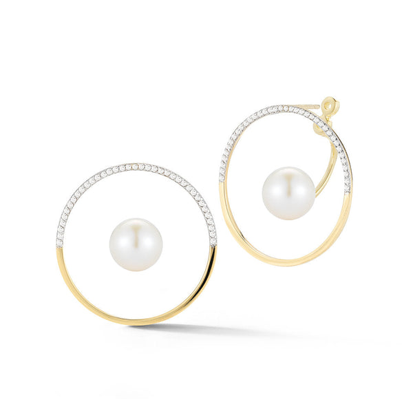 Half Moon Floating Pearl Hoop