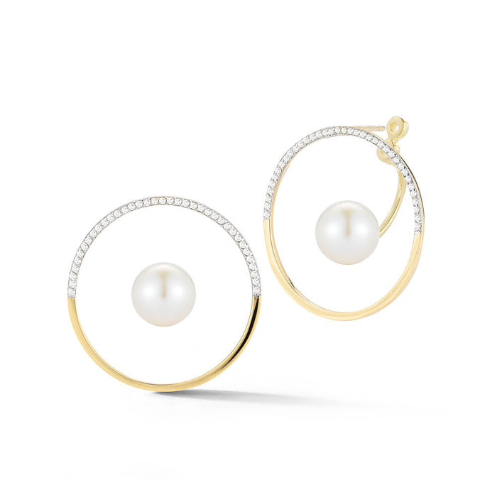 Half Moon Floating Pearl Hoop