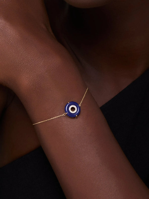 14kt Lapis Donut Diamond Inner Circle Chain BraceletMATEO Jewelry New York