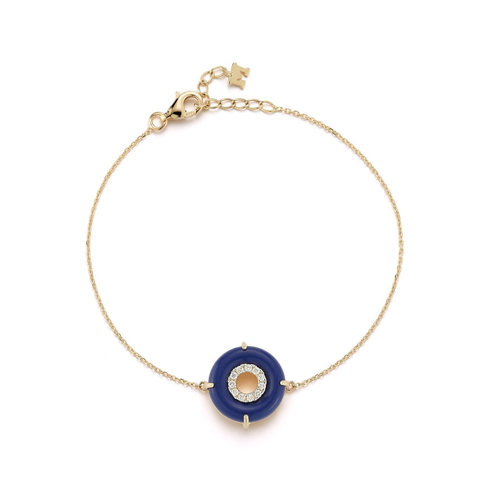 Lapis Donut Diamond Chain Bracelet