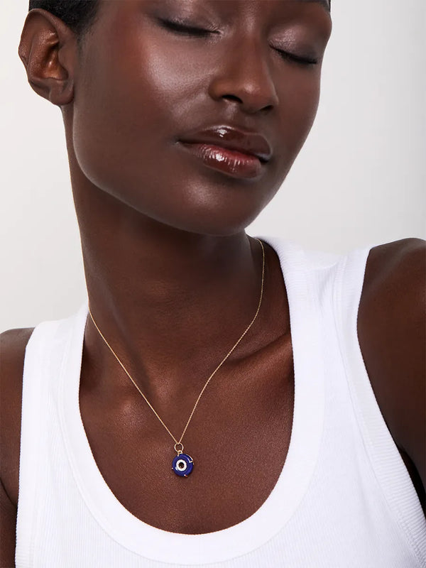 14kt Lapis Donut Diamond Inner Circle NecklaceMATEO Jewelry New York