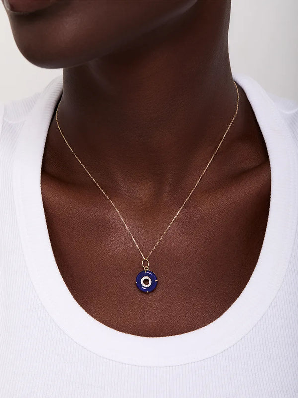 14kt Lapis Donut Diamond Inner Circle NecklaceMATEO Jewelry New York