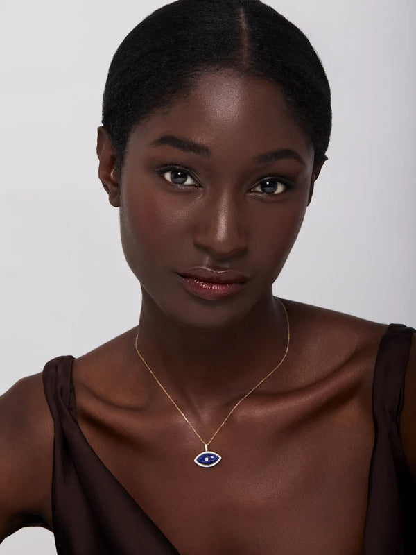 14kt Lapis Marquise Eye of Protection NecklaceMATEO Jewelry New York