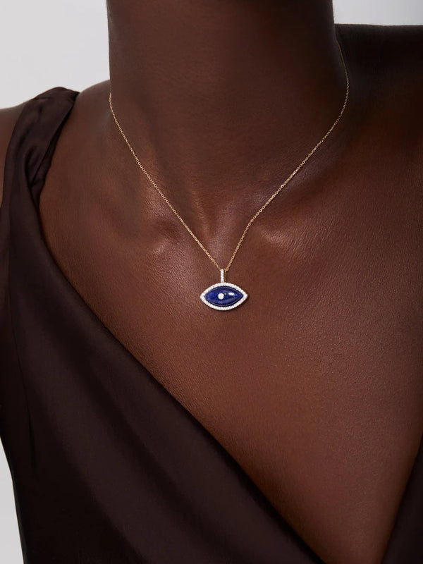 14kt Lapis Marquise Eye of Protection NecklaceMATEO Jewelry New York