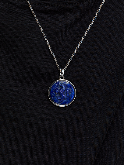Stallion Carved Lapis Necklace