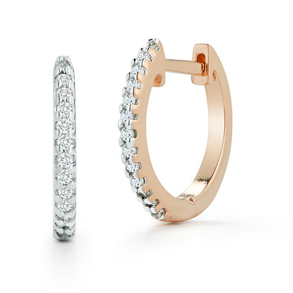 Huggies de diamante de 12 mm - ouro rosa