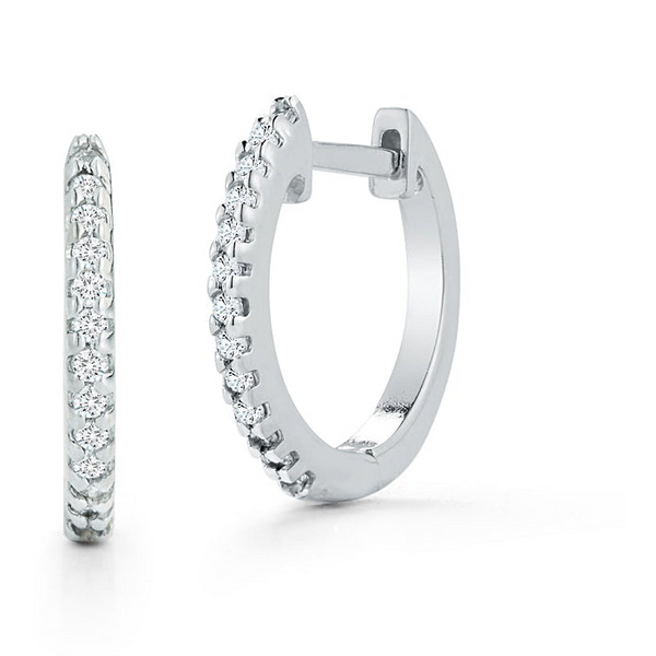 Huggies de diamante de 12 mm - ouro branco