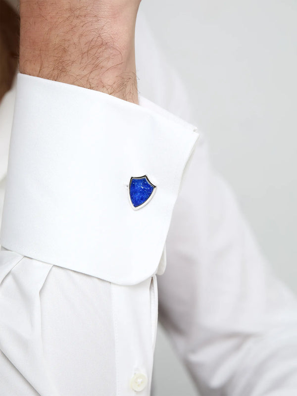 Lapis Shield CufflinksMATEO Jewelry New York