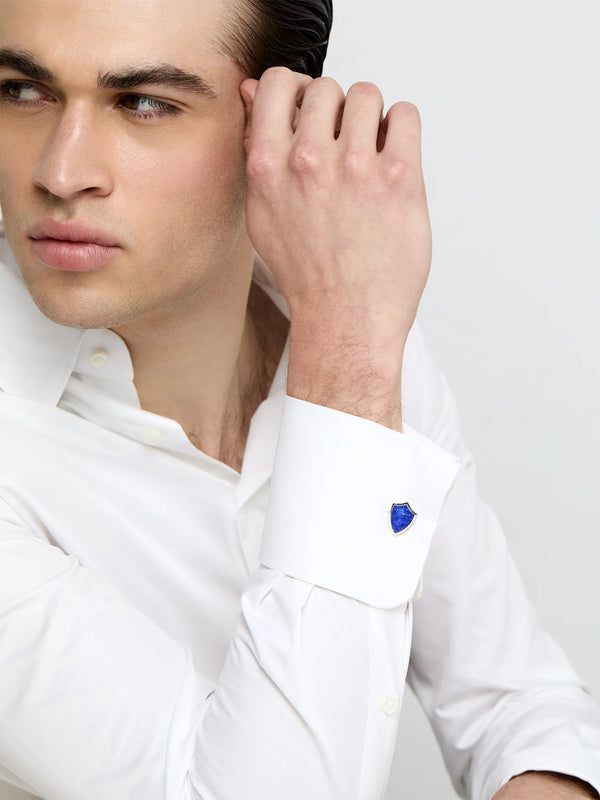 Lapis Shield CufflinksMATEO Jewelry New York