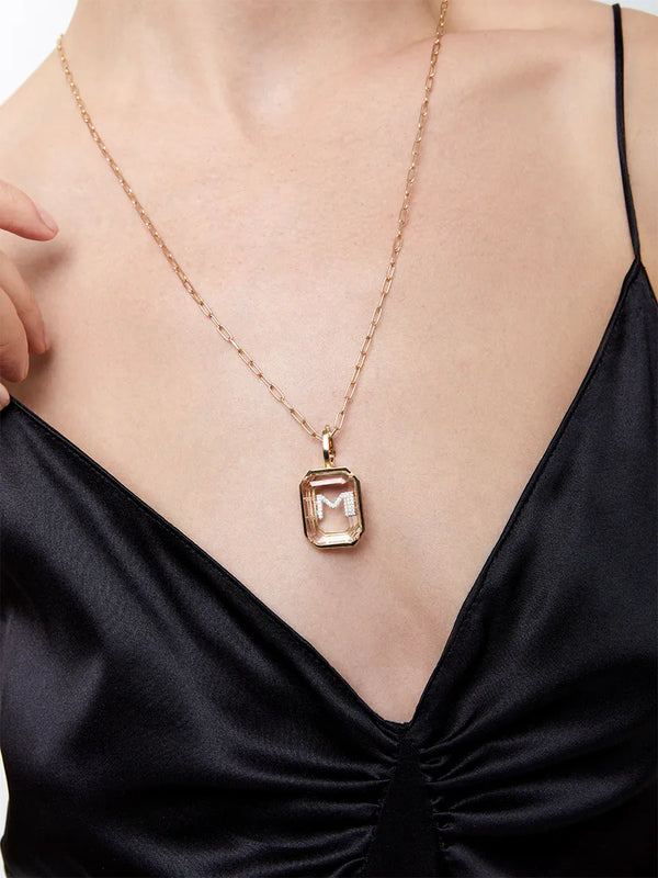 14kt Large Gold Frame Secret Initial NecklaceMATEO Jewelry New York