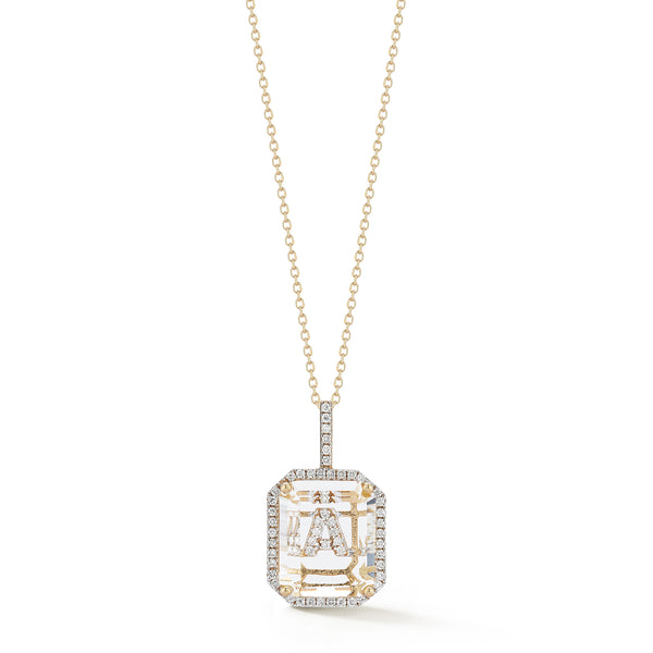 Diamond Frame Secret Initial Necklace // A-Z