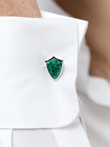Carved Lion Malachite Shield Cufflinks – MATEO