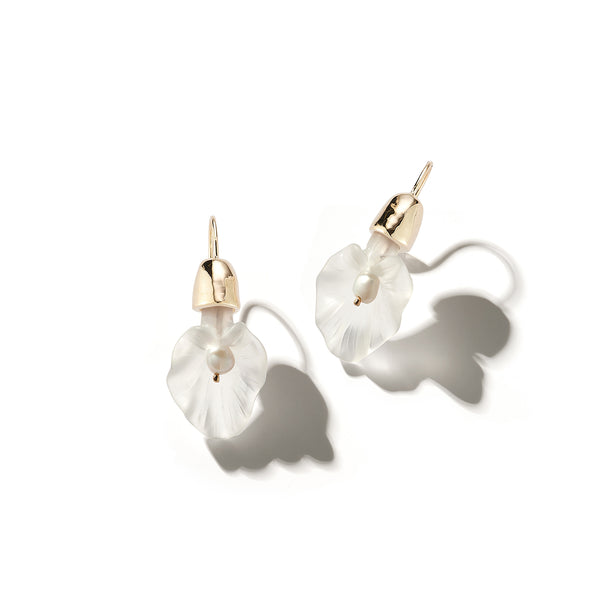 14kt Calla Lily Baroque Pearl Drop Earrings