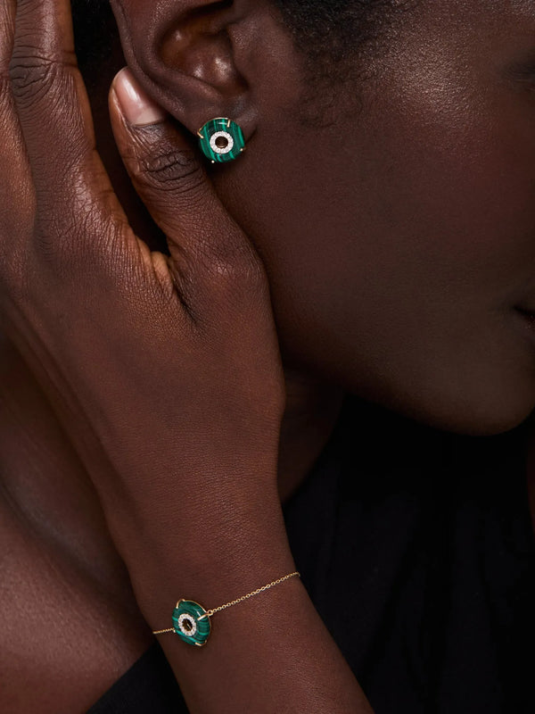 14kt Malachite Donut Diamond Inner Circle Chain BraceletMATEO Jewelry New York